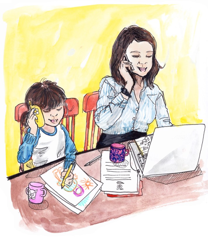 Jenny Robins - illustration - mother and daughter working together - Learning by example