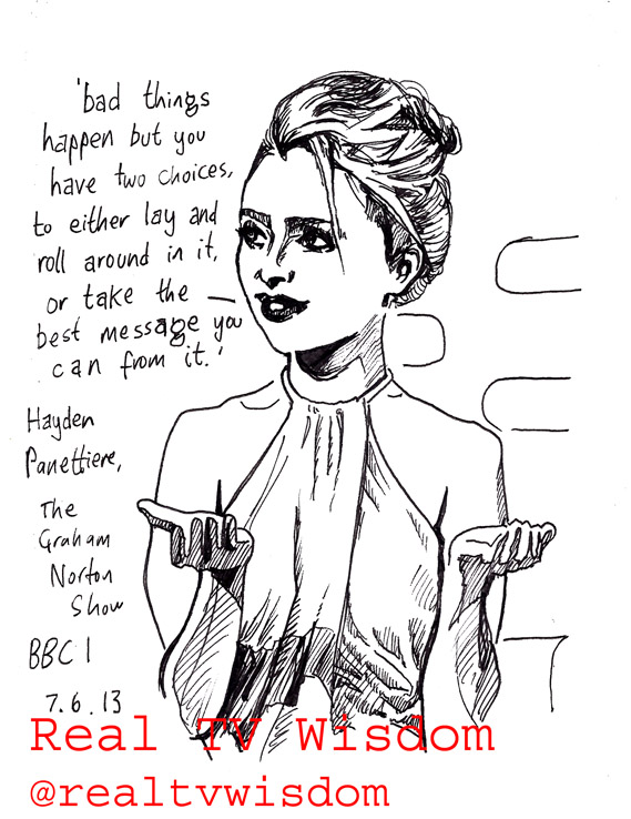 real tv wisdom - jenny robins - hayden panettiere - the graham norton show