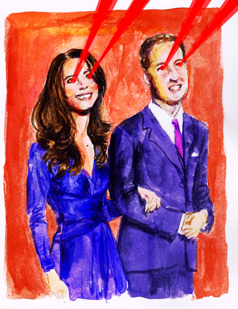 will and kate - jenny robins - photo - painting - laser eyes - prince william - kate middleton - duchess of cambridge